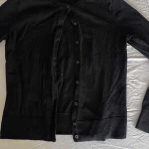 GAP Black Button Front Crew Cardigan